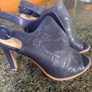 Vince Canute Navy Peep toe booties